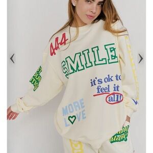 Graphic Print Cream Sweatshirt